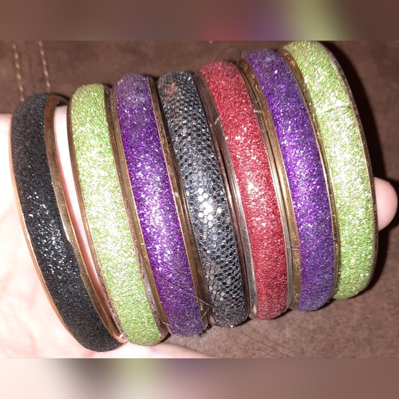 Bundle sequin crystalline bangle bracelets multicolored - Picture 5 of 10